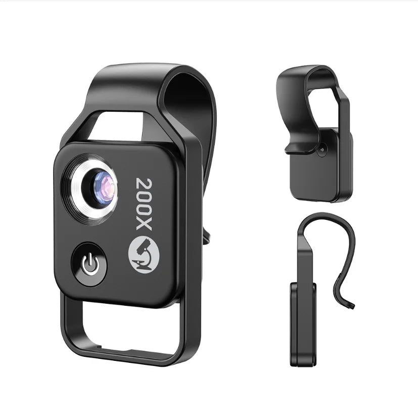 ZOMMIXA: 200X HD Pocket Microscope with LED Light & Phone Clip